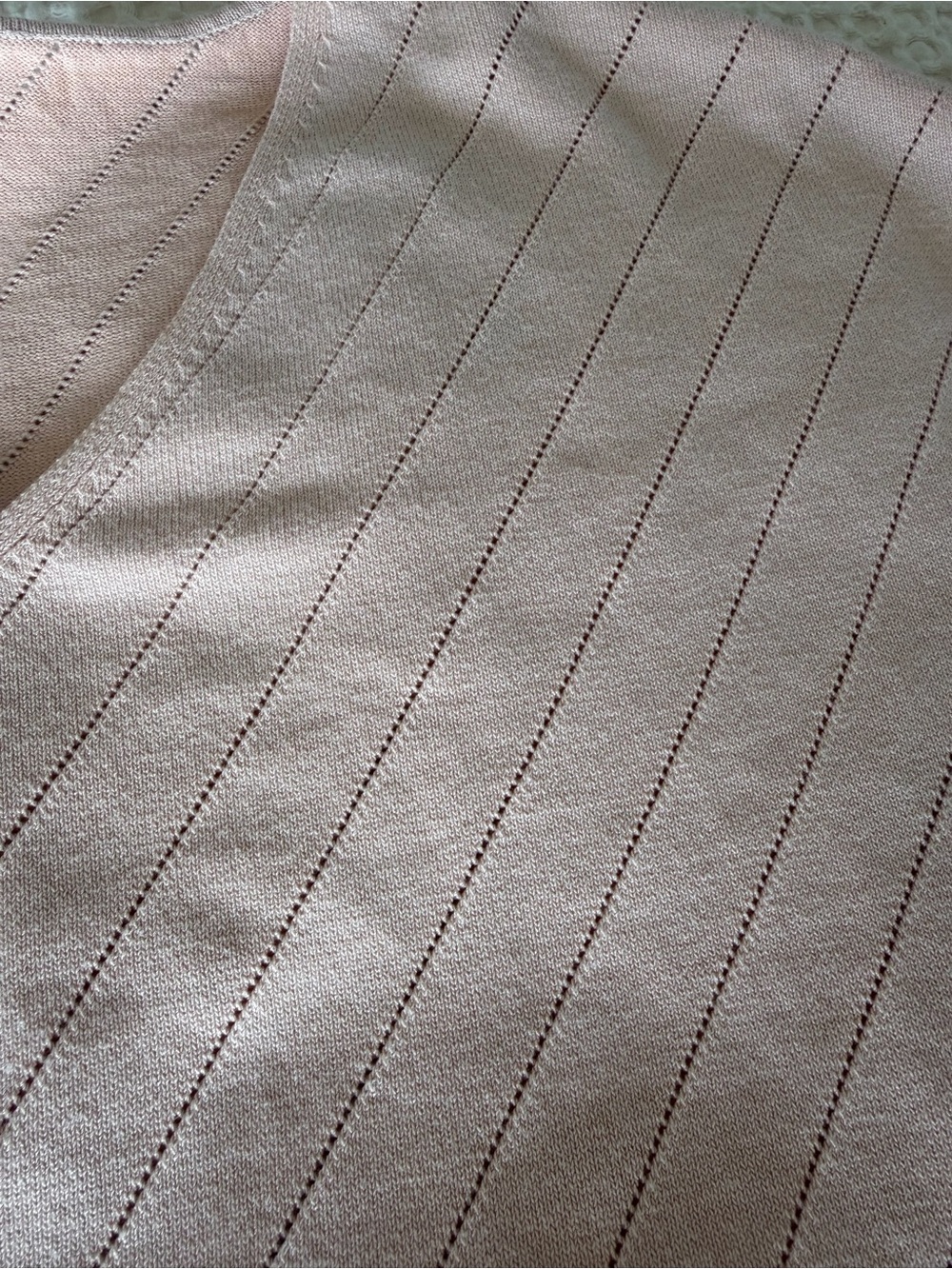 Wimoll Small Blush Pink V Neck Chevron Pointelle Knit Sweater Vest - Picture 9 of 10